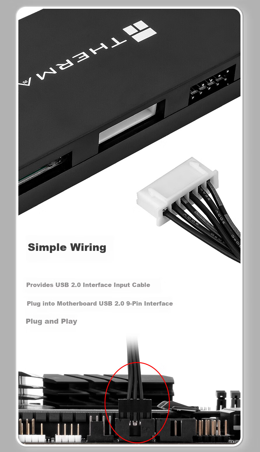 Thermalright USB 2.0 HUB X5 WHITE, Nine-Pin USB Hub, Expansion Box, USB 2.0 Interface Box, Supports Five Sets of Nine-Pin USB Devices 4