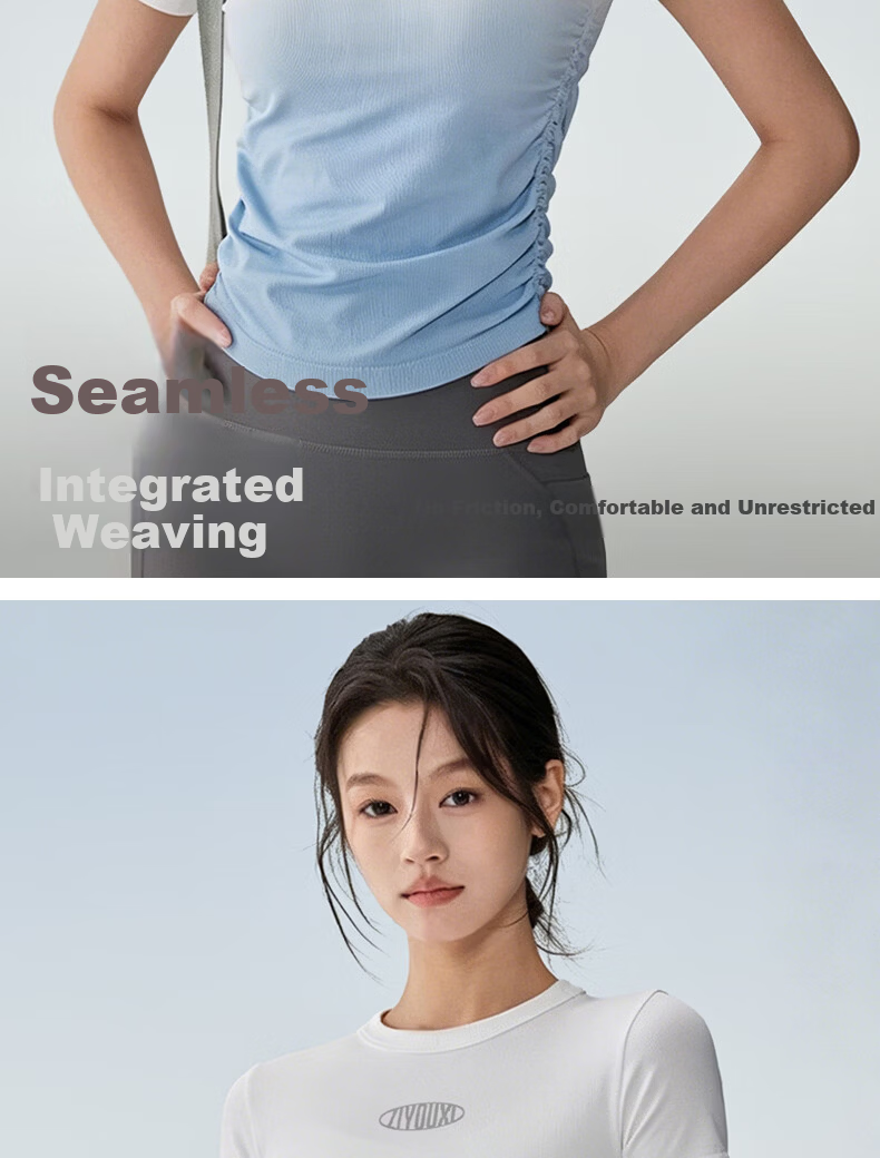 Women's Freedom Style Sports Top Spring Summer New Seamless Crew Neck T-Shirt Outdoor Running Fitness Short Sleeve Pilates Yoga Wear 8