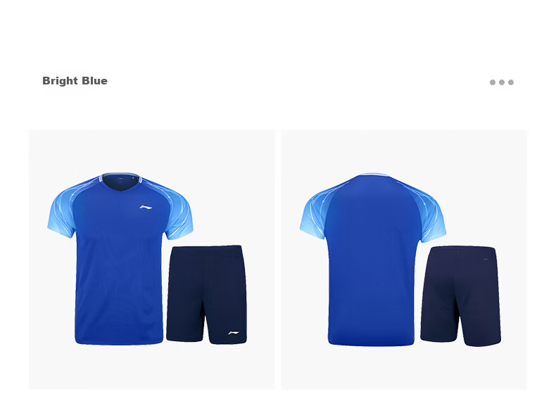 LI-NING Badminton Shirt and Shorts Set for Men, Women, and Kids, Sea Blue, Size S 20