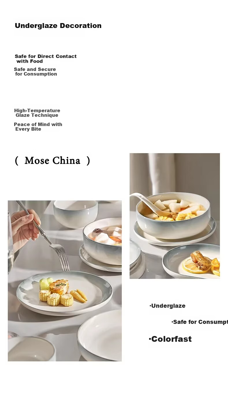 Ink Color Premium Tableware Set Home Use 2026 New High-Value Bowls and Plates Housewarming Ceramic Dinnerware 48 Pieces 4