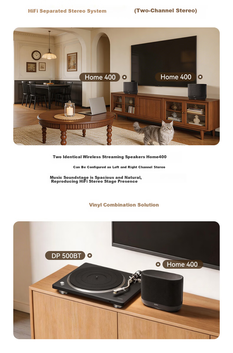 DENON HOME400 Wireless Streaming Bluetooth Speaker HiFi Stereo Sound Home350 Upgrade WiFi Bluetooth Aux Multi-Room System 12