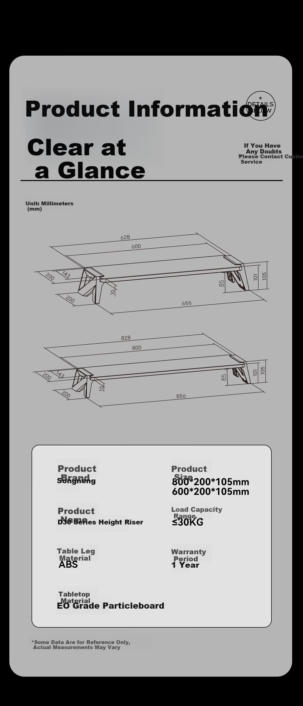 Songneng Monitor Stand Riser Multi-Functional Desktop Computer Stand Laptop Stand Screen Display Riser D30-W+D30-B6020 8