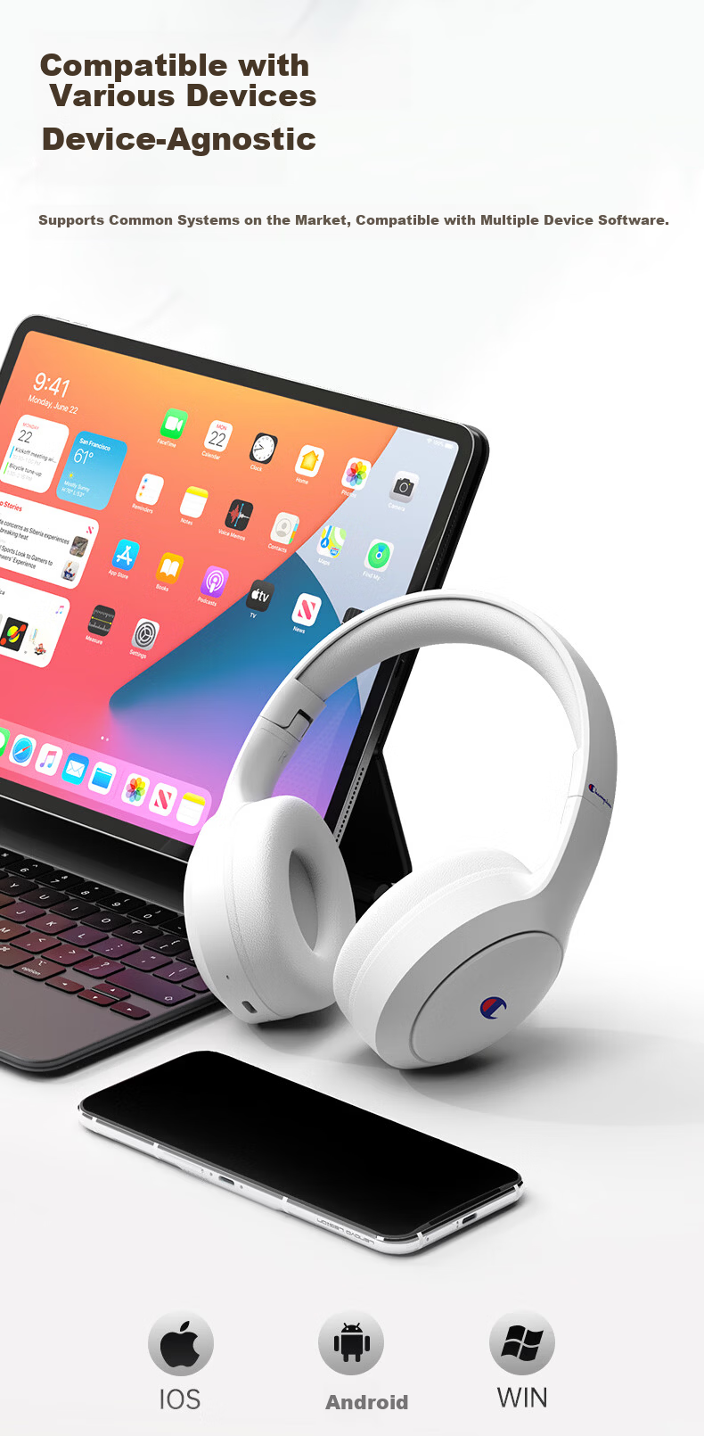 Champion Wireless Bluetooth Earbuds for Computer and Mobile, Noise-Cancelling Gaming Headset, Long Battery Life, Trendy Series CH22 Beige 11