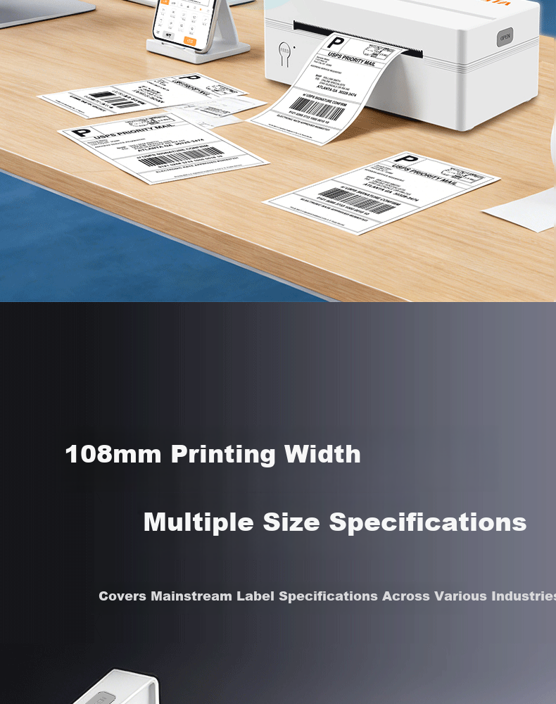 Rongda RP425 Barcode Label Thermal Printer for Express Delivery, Zhongyuan Shentong Cainiao Station Shipping Labels, Adhesive Stickers for Takeout, Restaurant, Mall, Supermarket, Clothing Cashier Rece 7