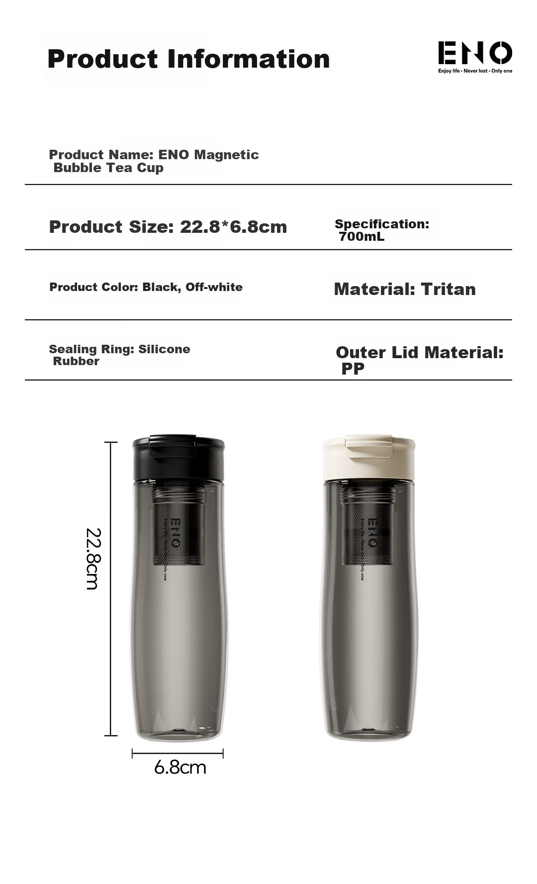 ENO Magnetic Infuser Tea Cup Tritan Sports Water Bottle Large Capacity High Temperature Resistant Portable Plastic Cup for Men 14