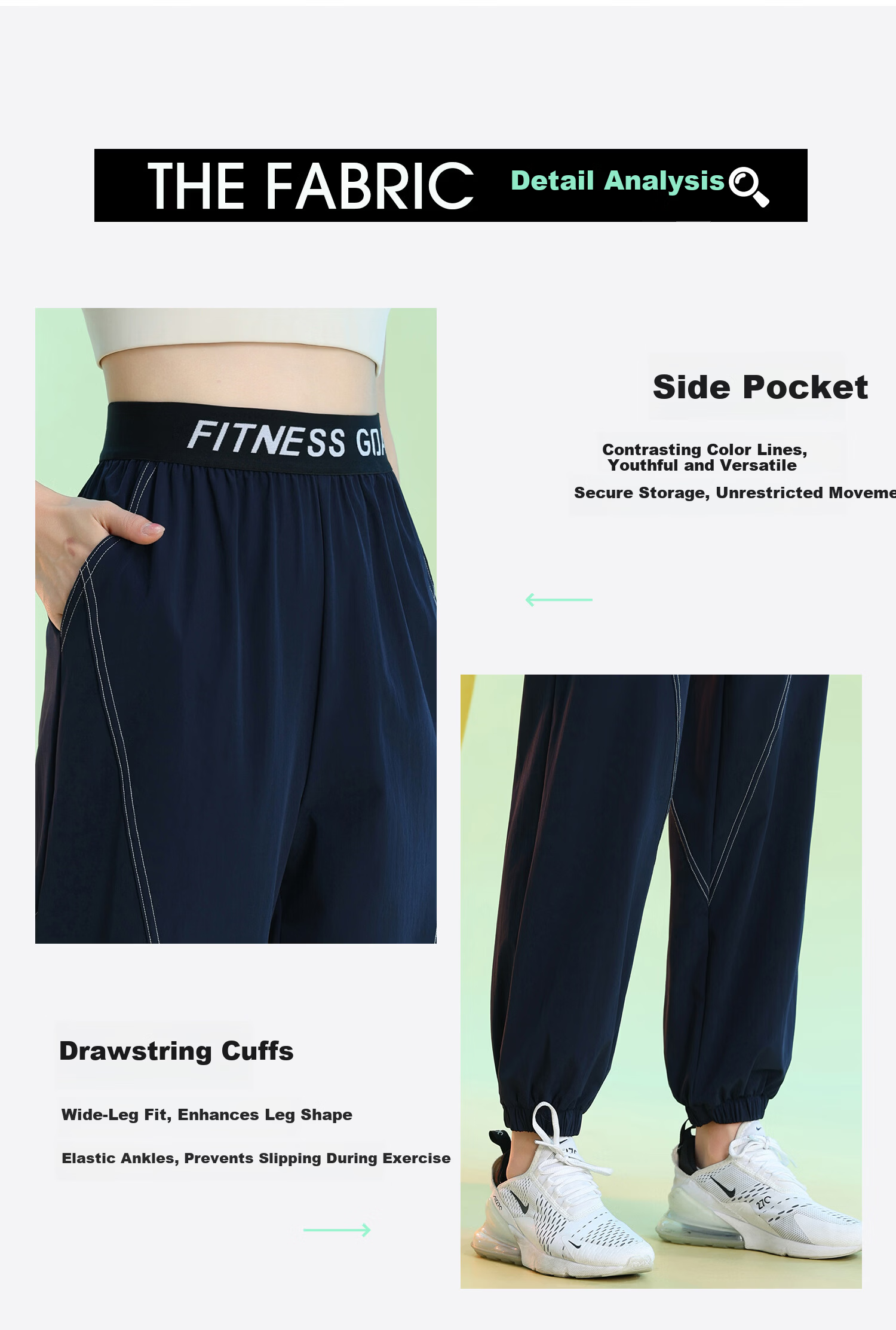 Baisirong 140 Jin Plus Size Women's Quick-Dry Fitness Running Pants Lightweight Yoga Training Straight-Leg Jogger Wide-Leg Trousers 3