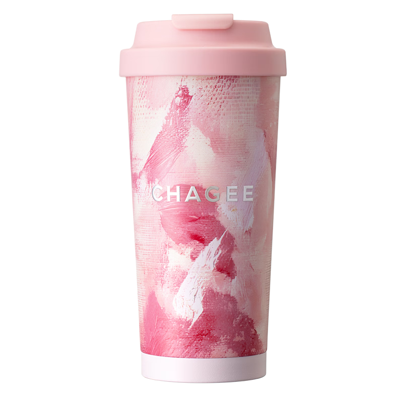 CHAGEE One-Press Open Insulated Mug 316L Stainless Steel Coffee Tea Pot Ice Water Cup Birthday Gift Rose Cluster Pink