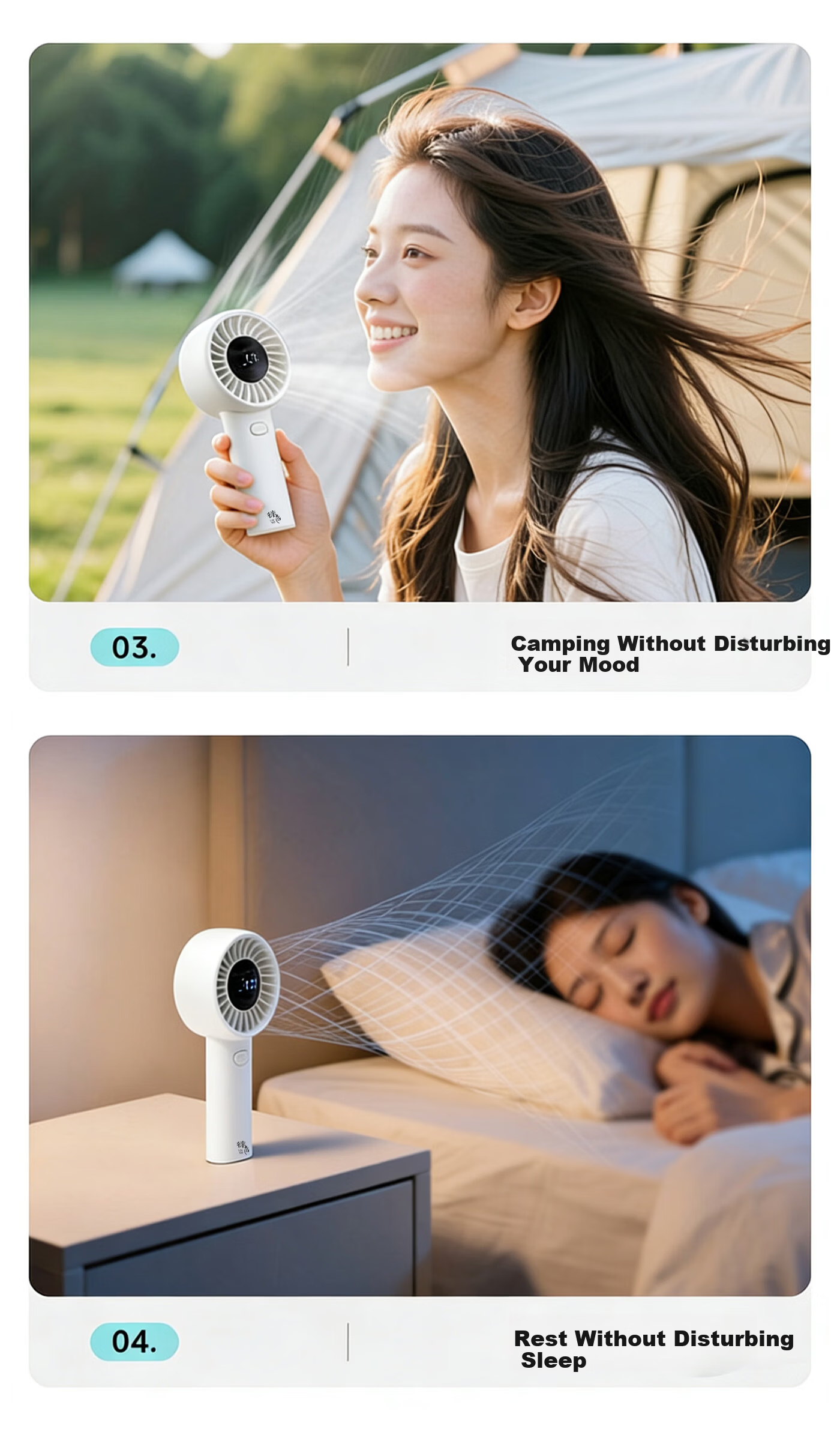 Laise Handheld Mini Fan, Portable USB High-Speed Energy-Saving Powerful Electric Fan for Student Dormitory And Office, Rechargeable Personal Small Fan, 3600mAh - White 8