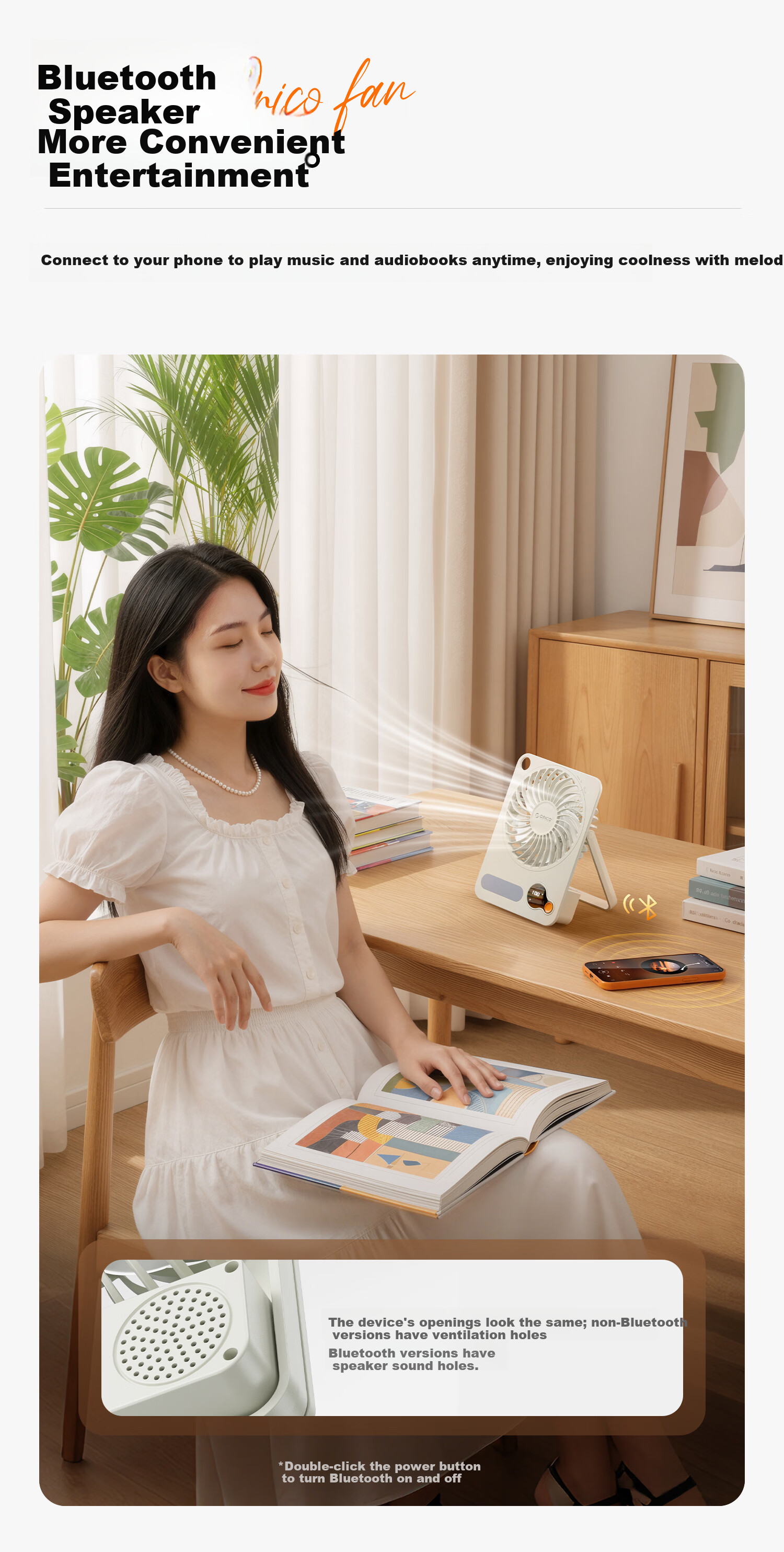 ORICO Desktop USB Rechargeable Quiet Portable Long Battery Life Wall-Mounted Mini Fan with Night Light for Office Student Dormitory Home Bedroom Outdoor Small Fan dFAN2 11