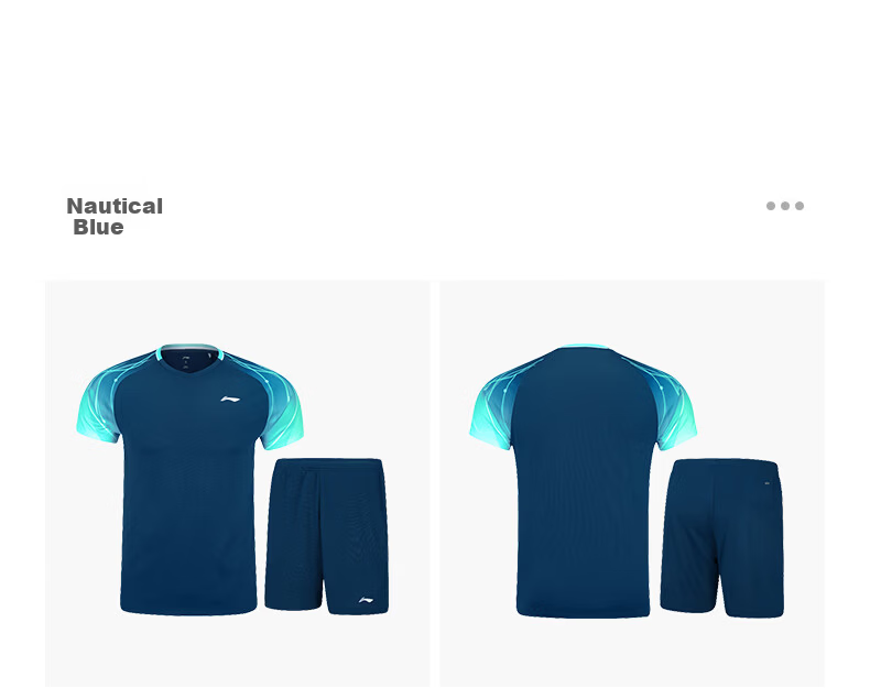 LI-NING Badminton Shirt and Shorts Set for Men, Women, and Kids, Sea Blue, Size S 21