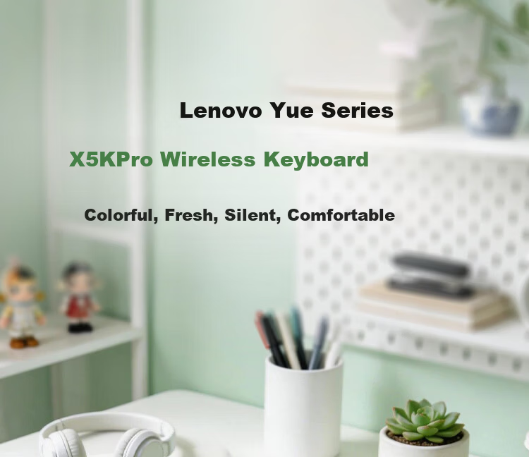 Lenovo Zhaoyang Yue 2.4G Wireless Keyboard 87-Key Compact Layout Mechanical Feel Business Office Portable Desktop Laptop Silent Keyboard Pink 1