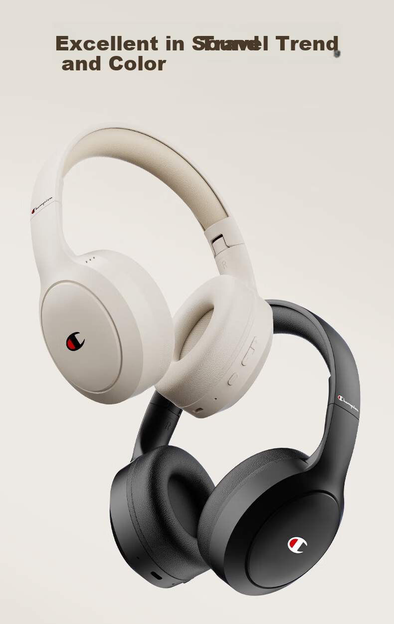Champion Wireless Bluetooth Earbuds for Computer and Mobile, Noise-Cancelling Gaming Headset, Long Battery Life, Trendy Series CH22 Beige 12