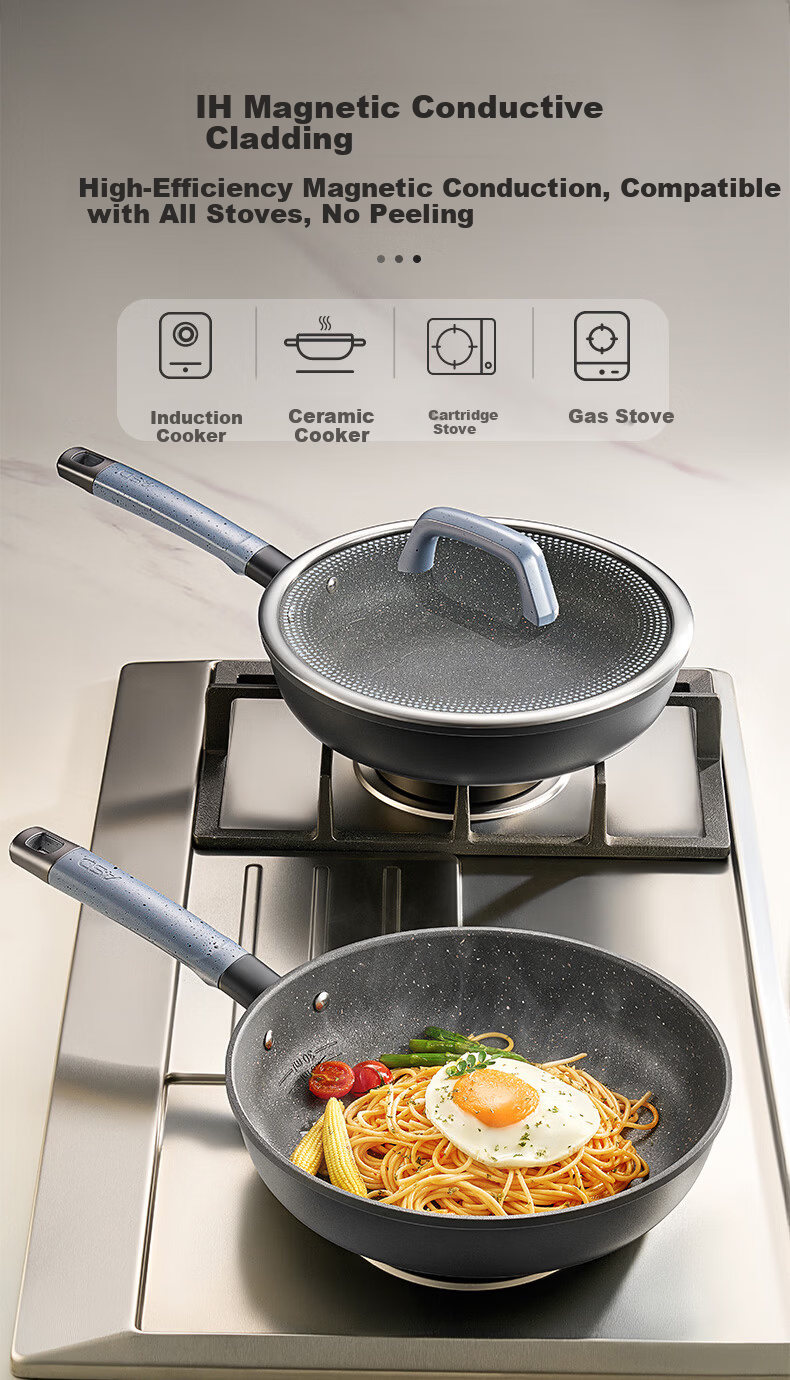 ASD Titanium Non-Stick Frying Pan Magic Stone 28cm Induction Gas Stove Compatible F1WG 16