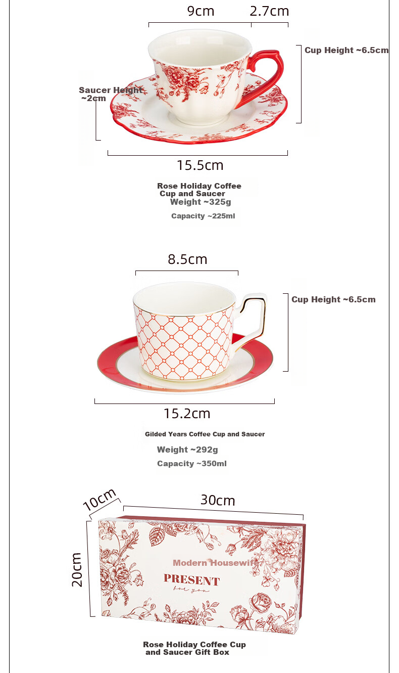 Modern Housewife Rose Holiday Coffee Cup Set Gift for Housewarming Wedding Engagement Newlywed 16