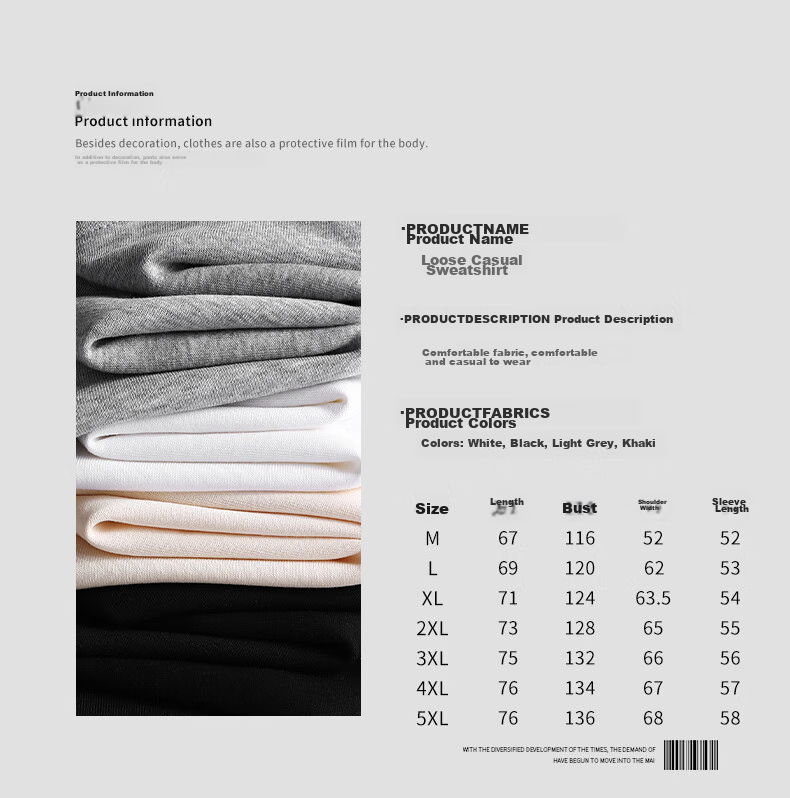 Foss Phil American-Style Deconstructed Sweatshirt for Men, Spring And Autumn Casual Regular Shoulder Loose Versatile Long-Sleeve T-Shirt HT25686 2