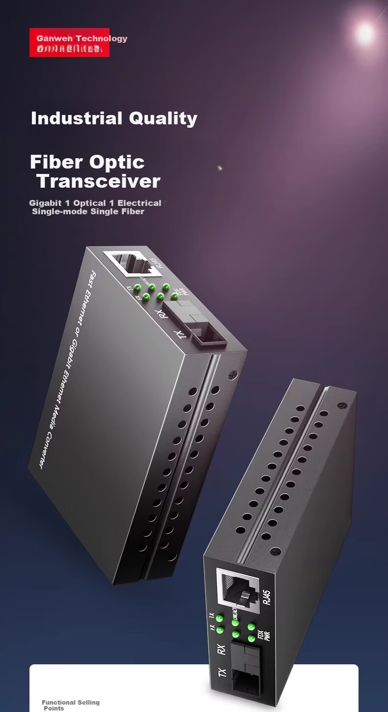 Ganwen Technology Fiber Optic Transceiver Single Gigabit/Ten-Gigabit Optical-Electrical Converter Fiber Modem Optical to Ethernet Converter 1 Optical 1 Electrical 1 Optical 2 Electrical Network Interf 1