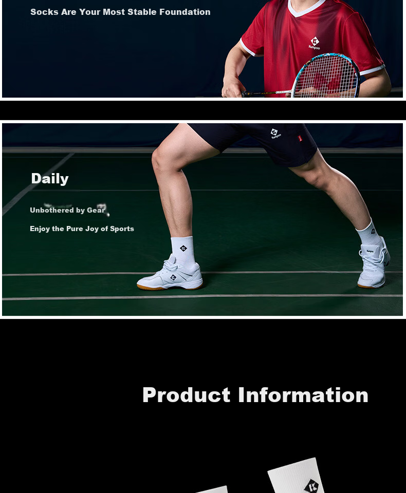 KUMPOO 26th Anniversary New Thickened Professional Sweat-Absorbing Badminton Socks KSO-780 White Low-Cut (3 Pairs) 12