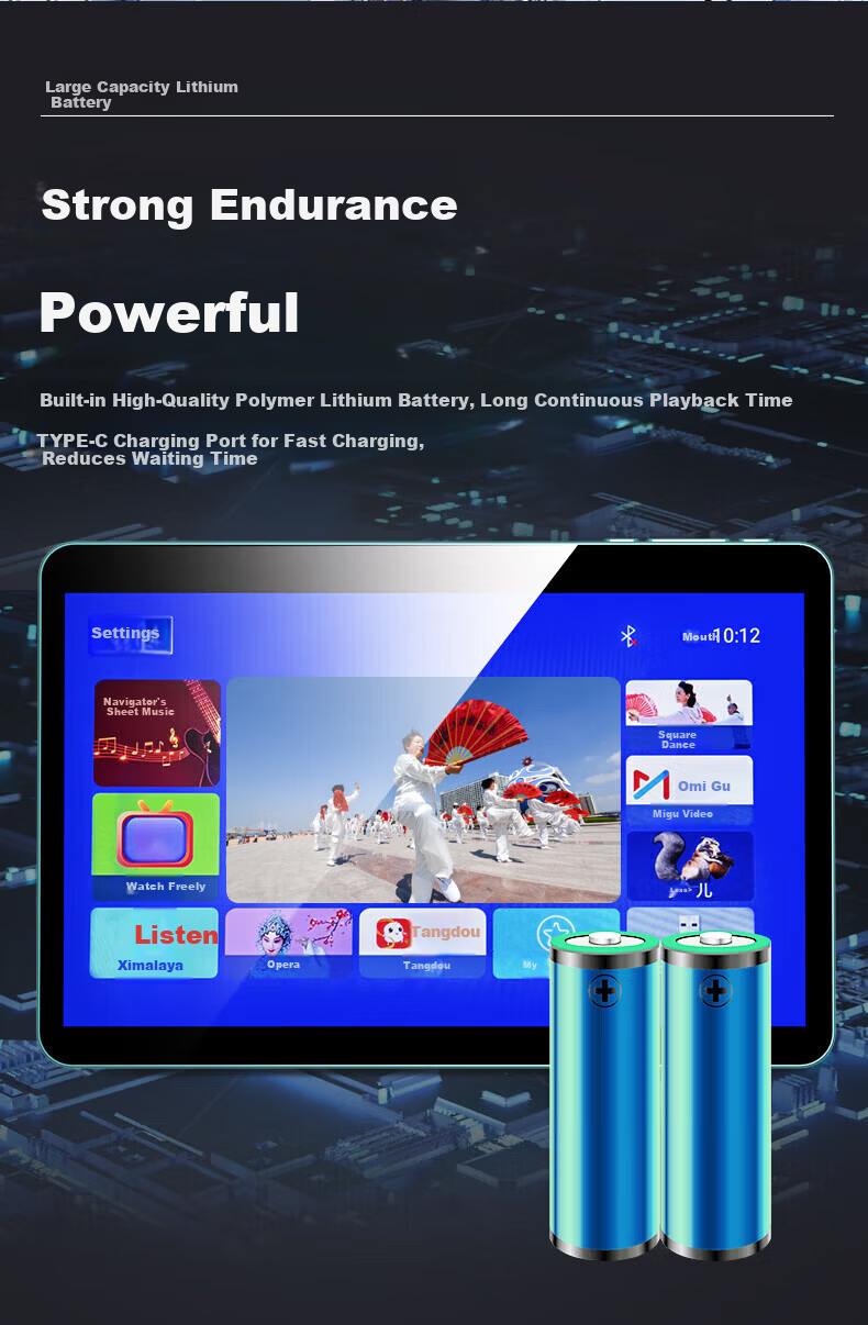 SAST TP1608 Elderly TV WiFi Opera Player Square Dance Video Player Speaker with Display Radio Mobile Network Touchscreen Small TV 14.1 Inch 9