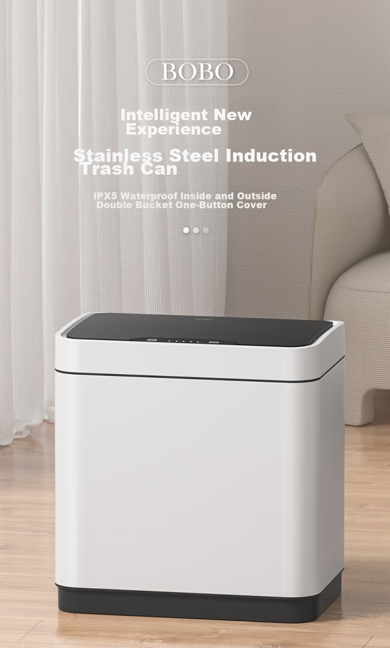 BOBO Stainless Steel Smart Sensor Trash Can, 9L Orange, Gold Electric, for Home Kitchen Living Room Bedroom, with Lid, Large Size, 8826 1