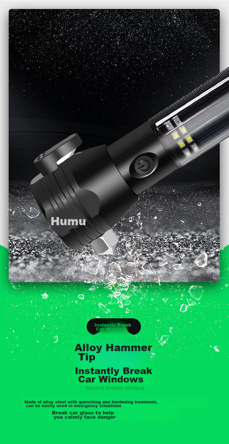 Jumu Safety Hammer, Car Window Breaker, Vehicle Escape Device, Fire Rescue Hammer, Multifunctional Flashlight, Emergency Light 6