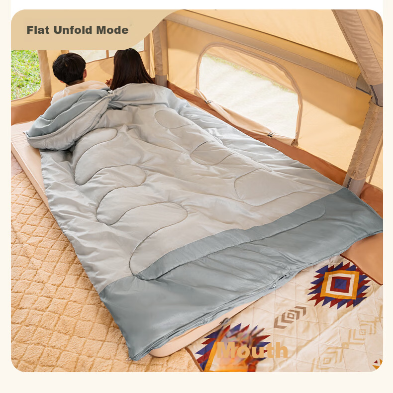 CAMEL Outdoor Sleeping Bag Camping Adult Thickened Warm Cold-Resistant Four-Season Universal Men's Winter Honey Peach Color 3009 8