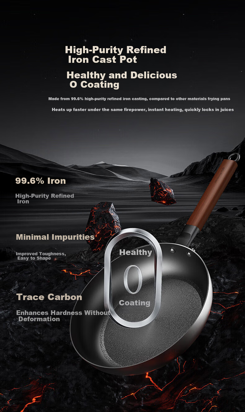 Joyoung 28cm Cast Iron Non-Stick Frying Pan Skillet Steak Breakfast Pan 2