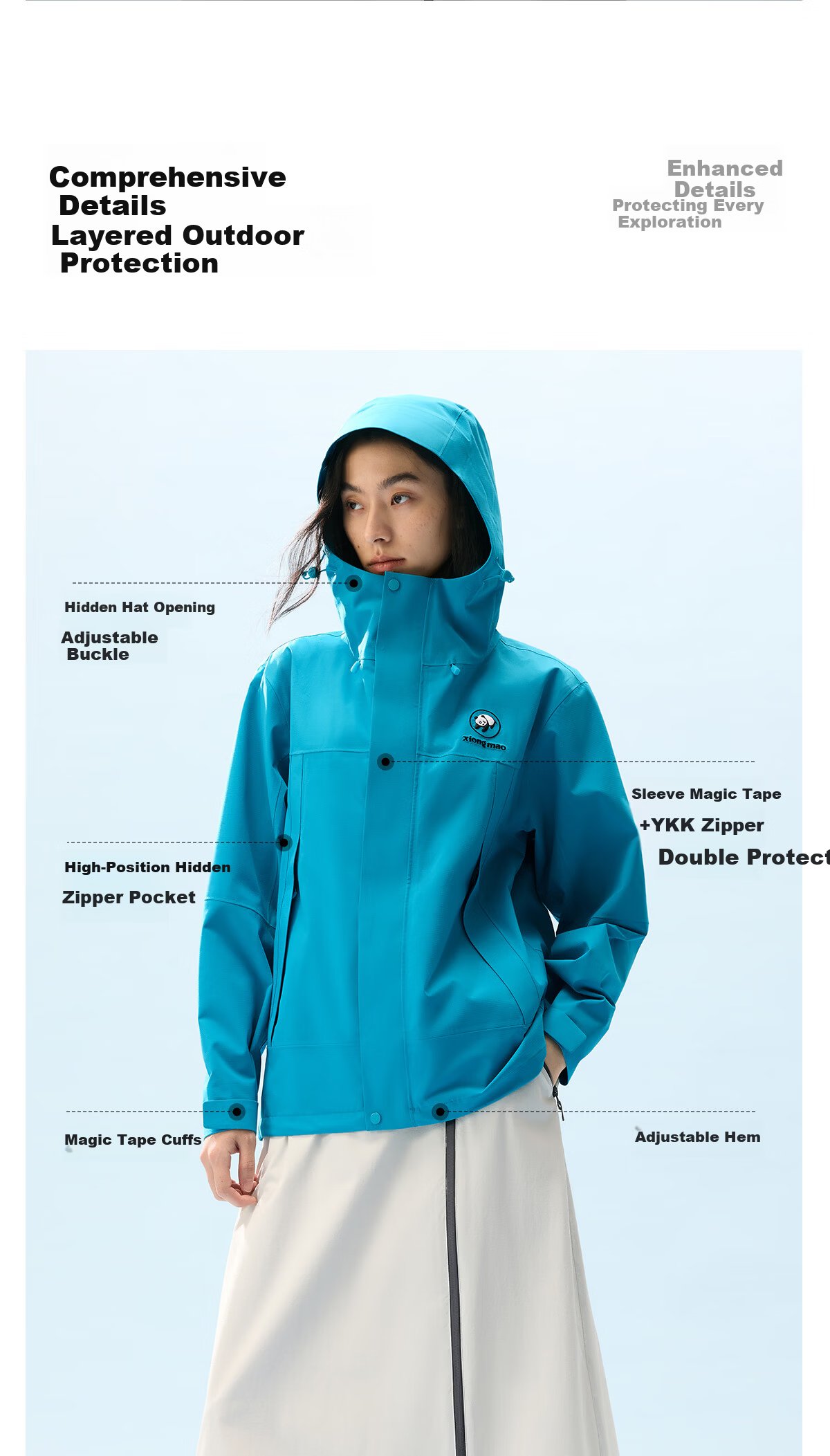 Panda [Play Wild] Single-Layer Shell Jacket 2026 Spring Summer Waterproof Windproof Abrasion-Resistant Fluorine-Free Mountaineering Outdoor Hiking Coat B060 14