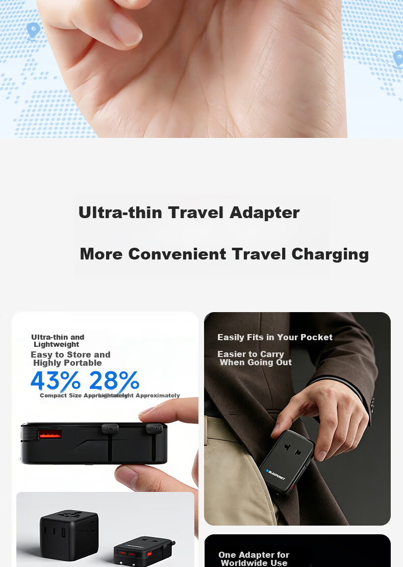 BLAUPUNKT German Universal Travel Adapter Plug, Multi-Functional Charging Converter, International Travel Adapter for US, UK, EU, AU, And JP Standards 4