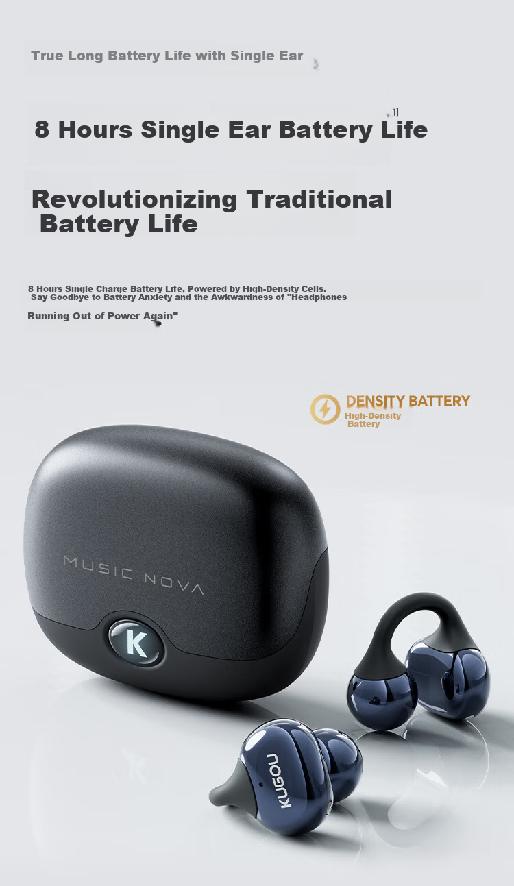 KUGOU 6.0 Bluetooth Earclip Wireless Earphones Open Bone Conduction Sports Running Music Gaming Long Battery Life Compatible with Huawei Apple Nova320 18