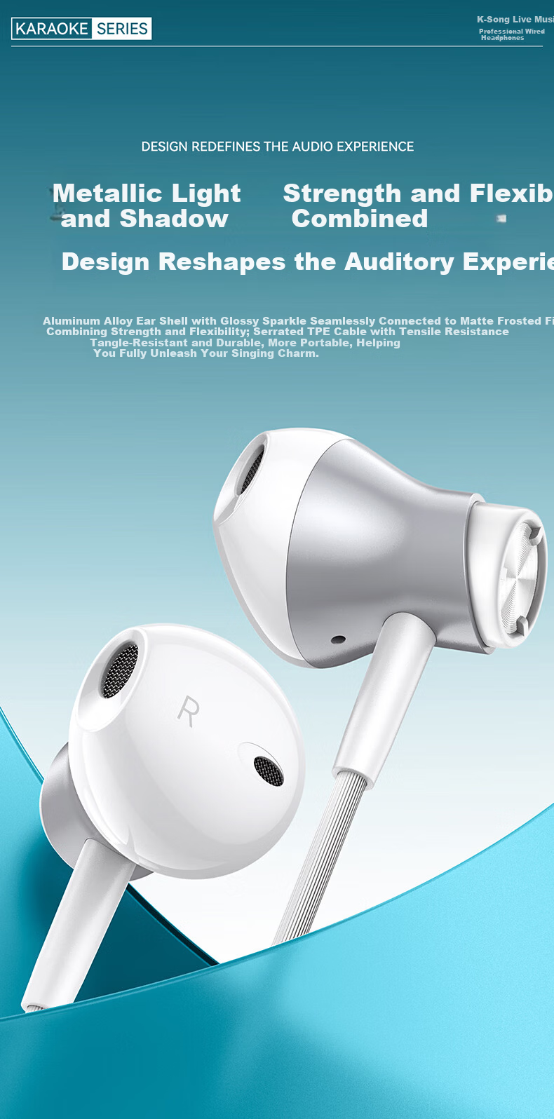 EZHK Popular Type-C Wired Singing Earphones with Built-in Sound Card and Ear Monitor for K-Singing Live Streaming Microphone 6