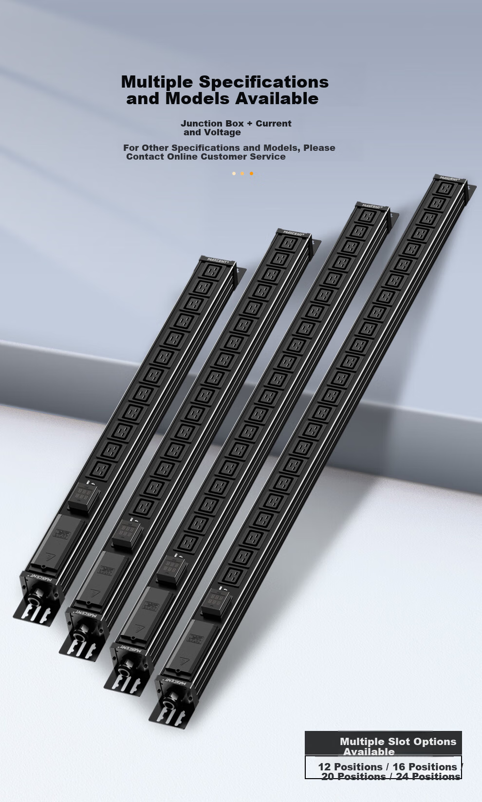 MAXCENT PDU Cabinet Socket 12-Port 32A High Power Power Strip C19 Current Voltage Indicator Junction Box Industrial Power Strip for Server Room Customizable MC9263DB 4
