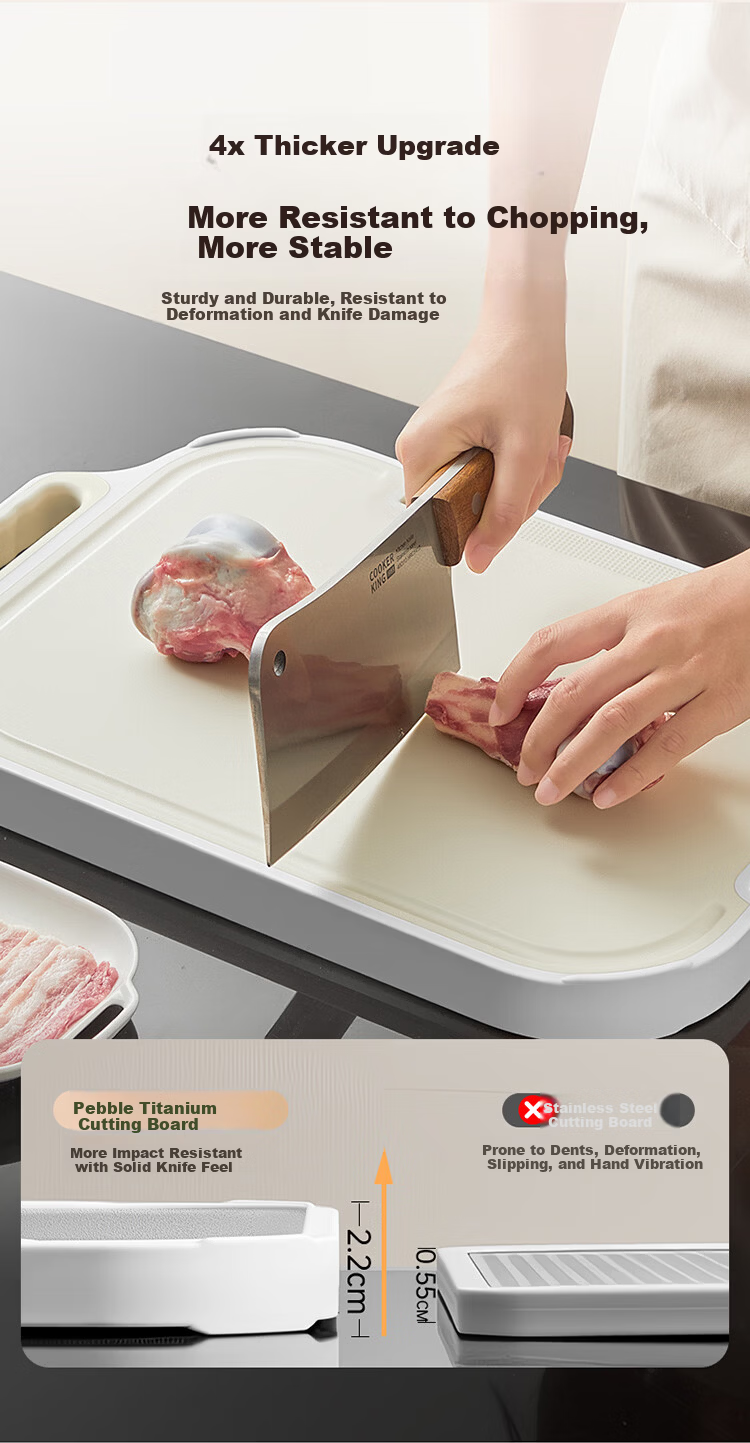 Chuida Huang Pure Titanium Cutting Board Non-Slip Large Thickened Durable Chopping and Kneading Board Anti-Mold Antibacterial Food Prep Board 45cm 12