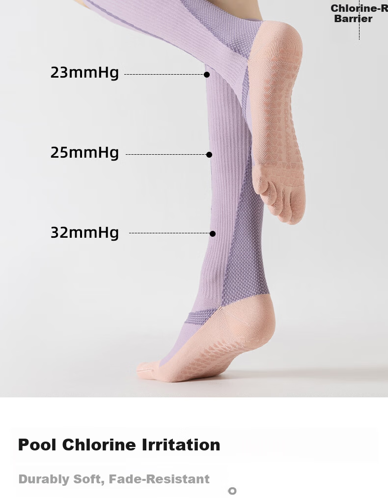Free Style Professional Yoga Five-Toe Calf Compression Socks Outdoor Fitness Hiking Cycling Varicose Vein Anti-Slip Knee-High Socks 12