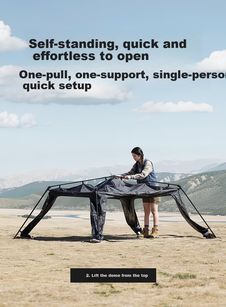 Black Dog Automatic Dome Canopy Titanium Black Coated Quick Setup Outdoor Camping Self-Standing Sunshade Shelter 3