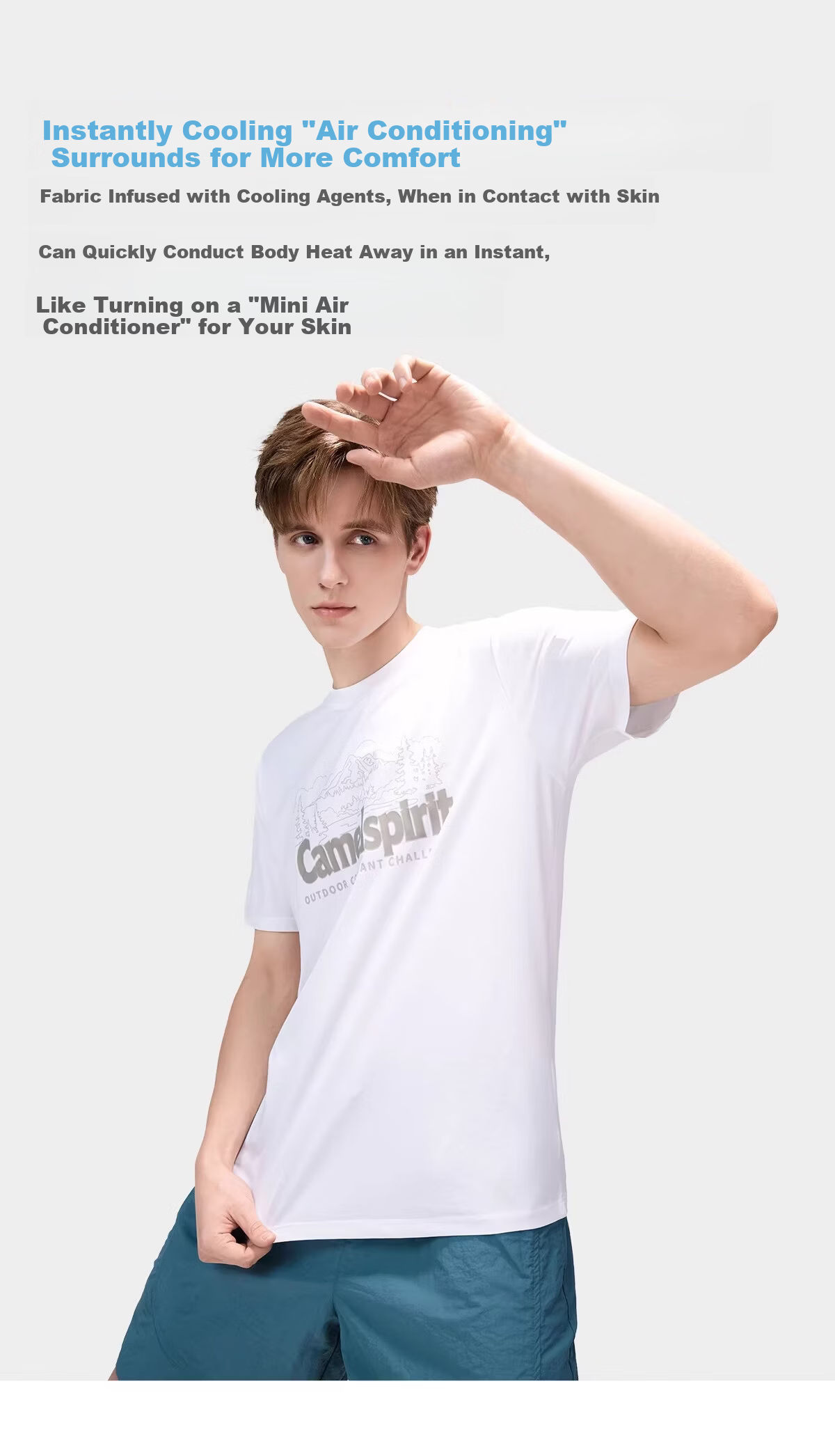 CAMEL Outdoor Quick-Dry Men's T-Shirt Spring Summer Short Sleeve Cooling Breathable Sweat-Absorbing Wrinkle-Resistant Stretch Printed Hiking Sun Protection K048 4