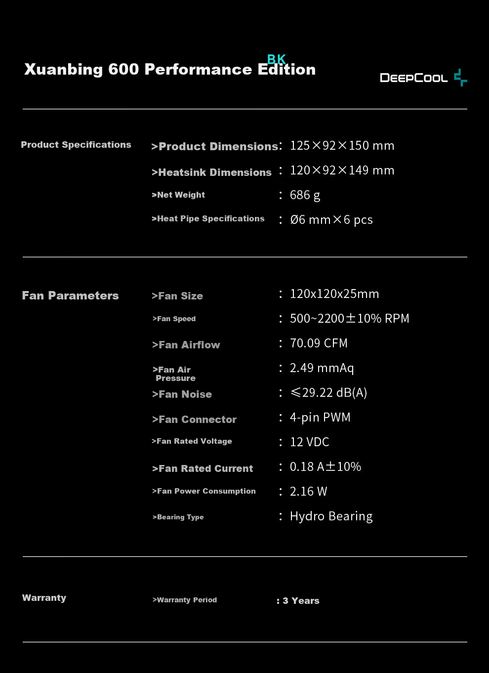 DEEPCOOL GAMMAXX 600 Performance Edition CPU Air Cooler / 6 Heat Pipes Single Tower / Innovative Airflow Ring Fan / Offset Heat Pipes for Memory Clearance / Multi-Platform Support 8