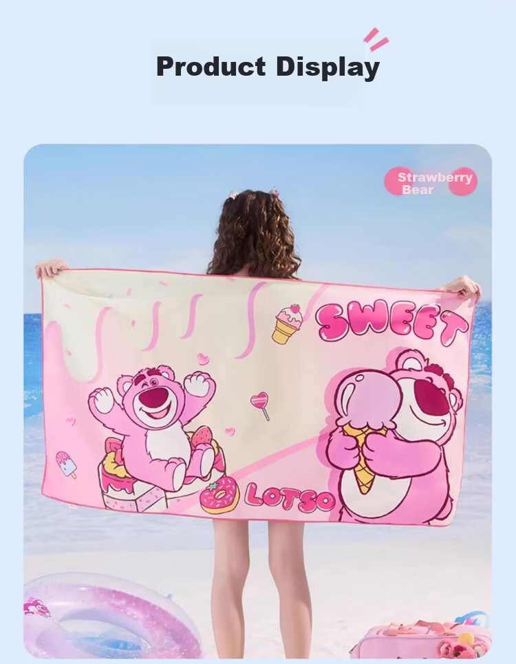 Disney Kids Quick-Dry Swimming Towel Beach Towel Bath Wrap Absorbent D96001S Elsa Princess Blue 12