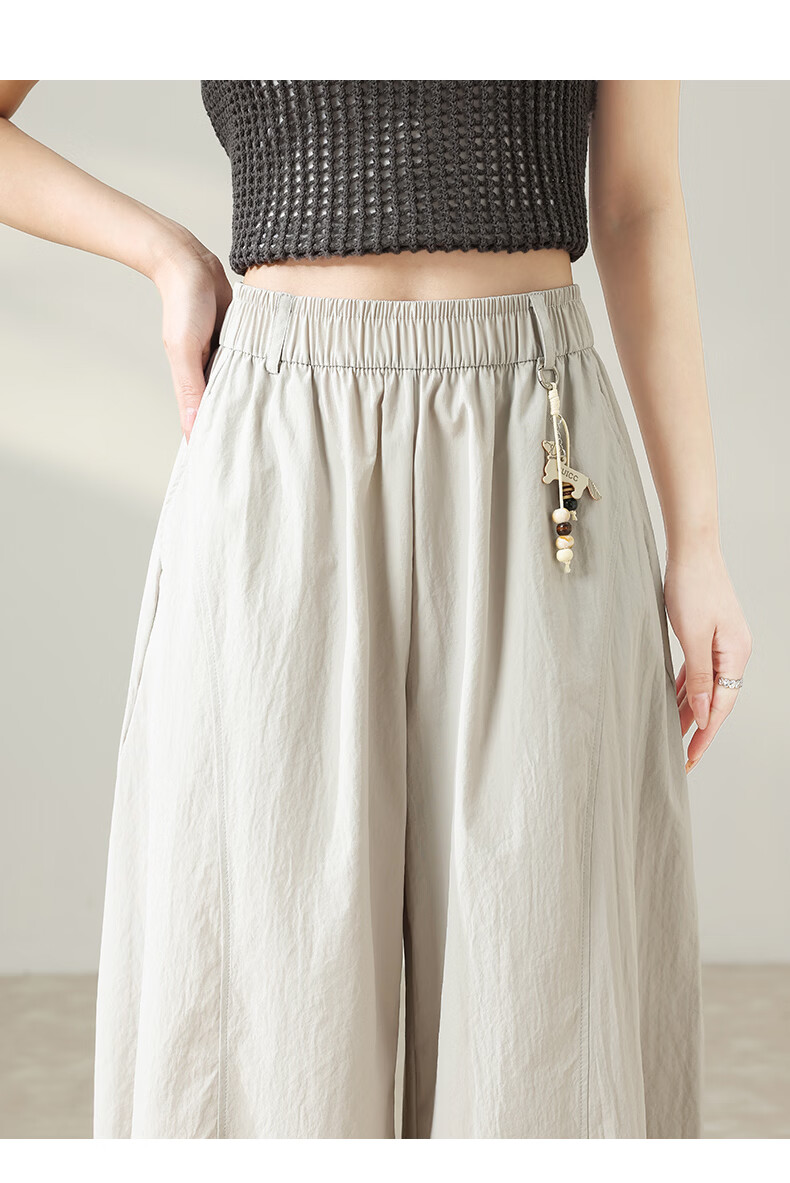 Xueqiman New Style Flower Bud Wide-Leg Pants Women Summer Thin Slim Ruffle Hem Small Size Nine-Point Casual Harem Pants 10