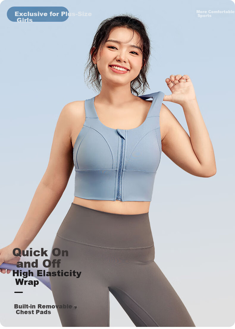XUEXIMAN Plus Size High Impact Sports Bra for Women, Anti-Shock Running Fitness Front Zipper Yoga Tank Top 1