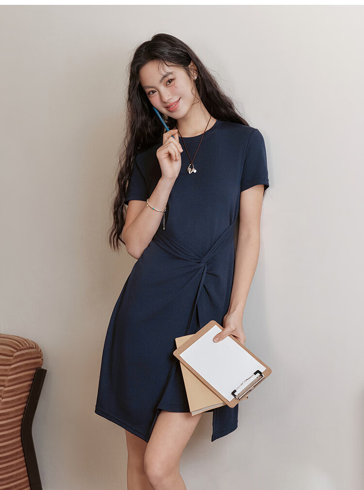 Semir Women's Summer Dress Round Neck Twist Waist Cooling Casual Design Short Skirt 2026 109326114036 11