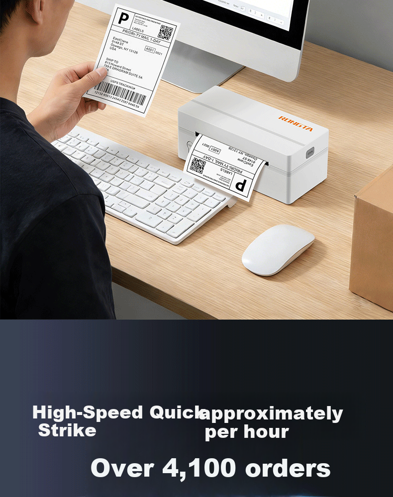 Rongda RP425 Barcode Label Thermal Printer for Express Delivery, Zhongyuan Shentong Cainiao Station Shipping Labels, Adhesive Stickers for Takeout, Restaurant, Mall, Supermarket, Clothing Cashier Rece 2
