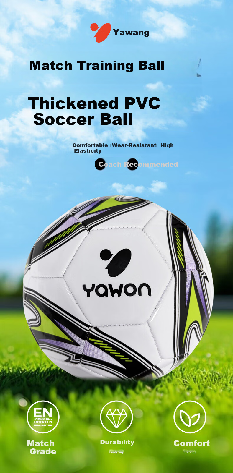 Yawang Football No.4 Children's 6-12 Years Old Primary School Special Thickened Explosion-Proof Bladder Training World Cup Black and White Size 4 Ball 1