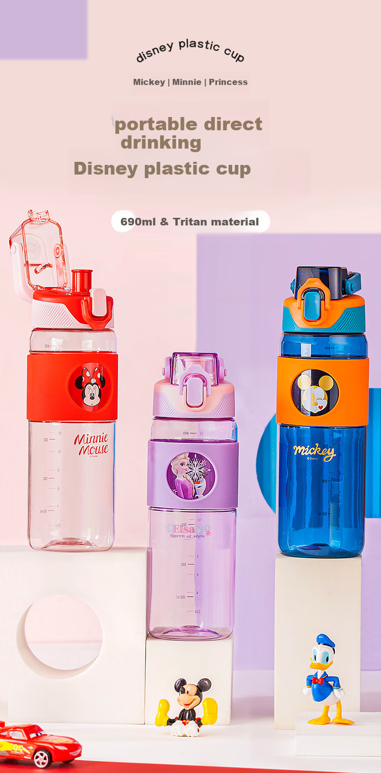Disney Kids Water Bottle Summer Straw Cup Tritan Material Shatterproof Primary School Student Sports Water Bottle 540ml 2