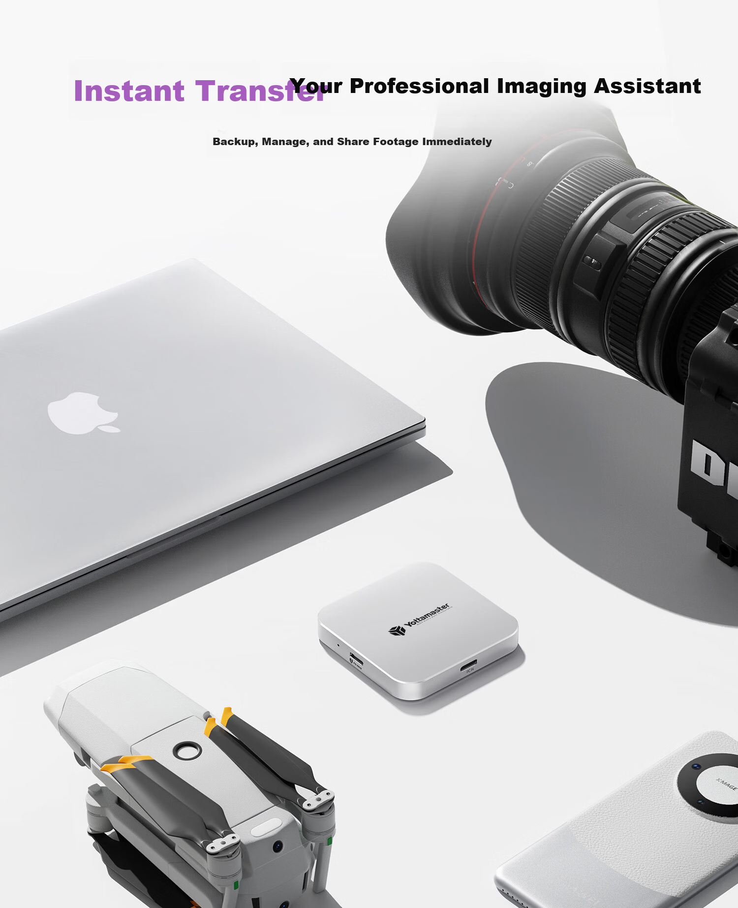Yottamaster SD/TF 3.0 Magnetic Card Reader Type-C Interface High-Speed Mobile Memory Transfer Compatible with Pocket3/Action Camera/Memory Card Reader for DJI 3