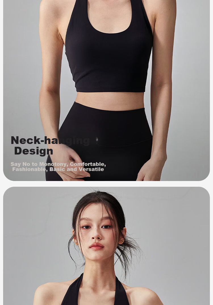 Free Style Backless Halter Sports Bra Women One-Piece Quick-Dry Training Vest Shockproof Push-Up Pilates Fitness Bra 3