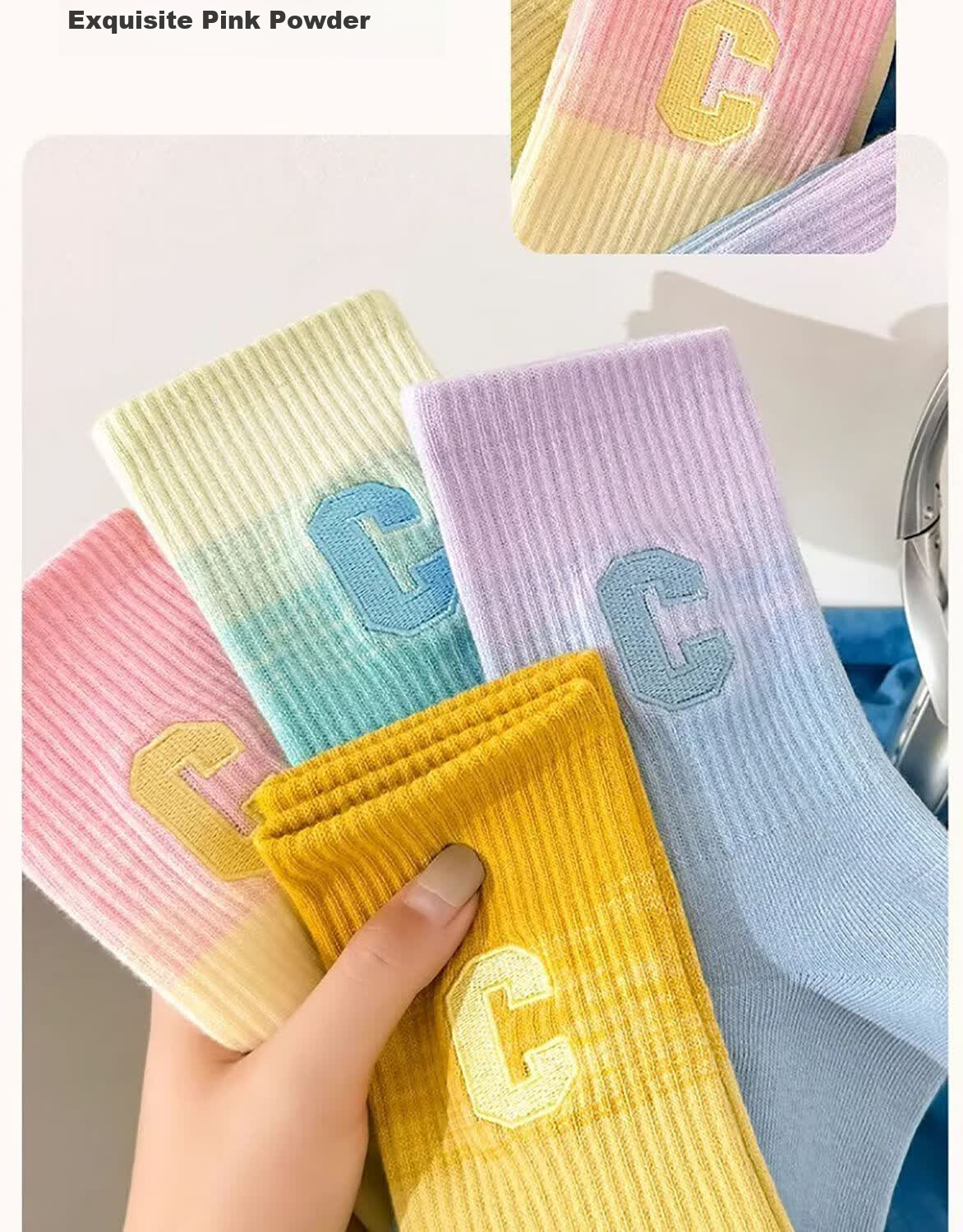 Warrior Women's Sports Socks, All-Season Gradient Dopamine Ins Style Calf Socks, Xinjiang Cotton 10A Antibacterial Mid-Calf Socks 5