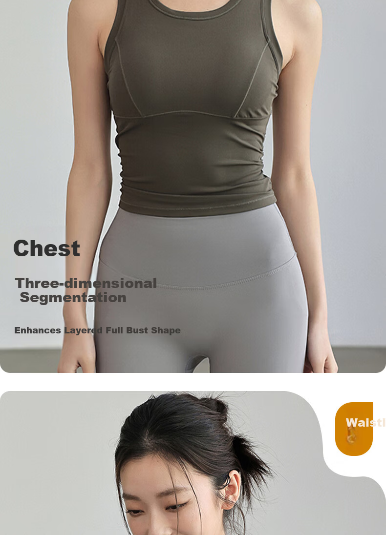 Xueqiman Women's Yoga Sports Bra Shockproof Push-up Sleeveless Vest Spring Summer Pilates Outerwear Fitness Bra 4