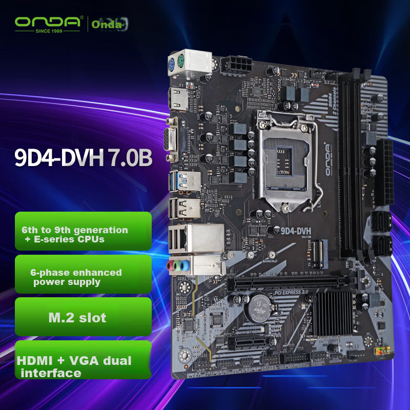 ONDA 9D4-DVH 7.0B (Intel 100/LGA 1151) Motherboard Supporting Intel 6th-9th Generation Processors