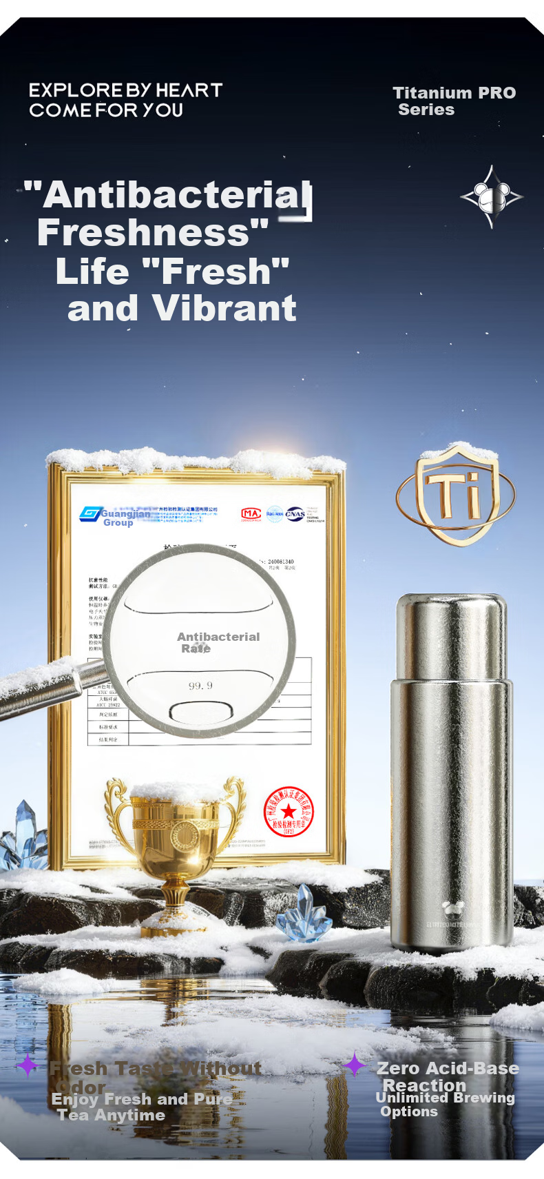 Cille Pure Titanium Insulated High-End Tea Infuser Cup Separation Health Tea Brewing Water Cup Business Office Luxury Gift Titanium Cup 8