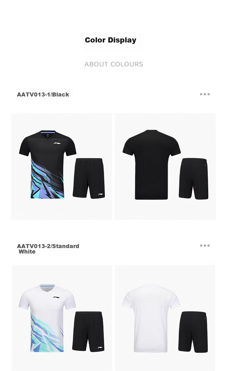 LI-NING Quick-Dry Breathable Badminton Shirt and Shorts Club Series Training Competition Team Uniform Set for Men 4